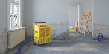 Industriegerät steht in Raum voll Schimmel